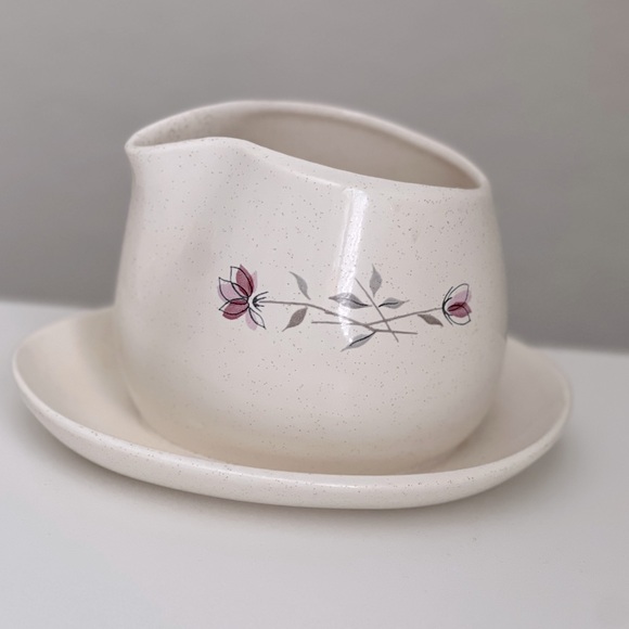 Vintage Franciscan Earthenware Gravy Boat Dish Duet Pink Rose Floral Spe… - Picture 1 of 8
